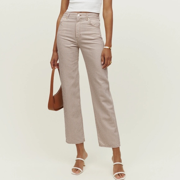 Reformation NWT Cowboy Striped High Rise Straight Jeans (28) - Picture 7 of 16